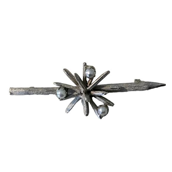 Vintage Kramer Atomic Silver Brooch Pin - Picture 1 of 7